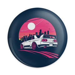 Skyline R32 Pinback Button, JDM Car Button, Japanese Car, Automotive Gift, Car Enthusiast Badge, Vaporwave Aesthetic, Cityscape - Tawshia