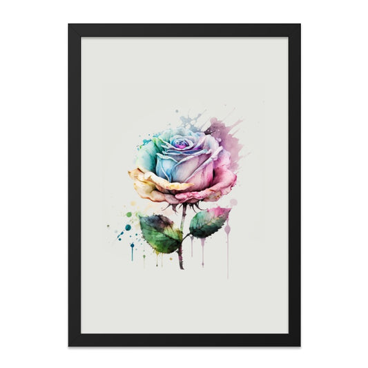 Watercolor Rose Wall Art, Floral Home Decor, Rainbow Flower Print, Colorful Rose Painting, Botanical Art Print, Modern Wall Decor - Tawshia