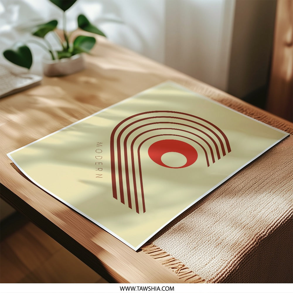 Modern Abstract Photographic Print, Geometric Wall Art, Retro Minimalist Decor, Red and Brown Design, Stylish Home Gift Idea - Tawshia