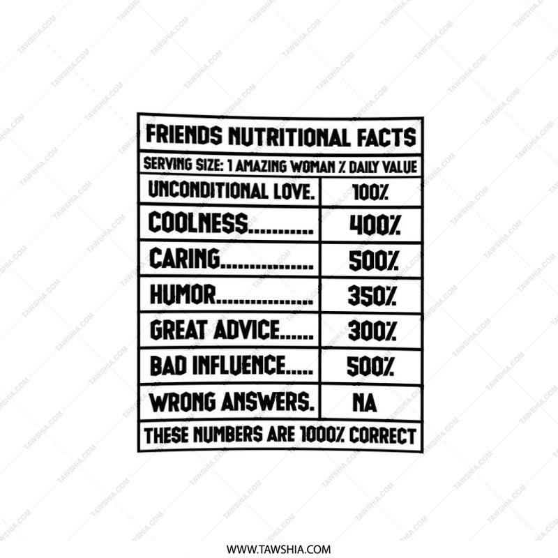 Best Friend Nutritional Facts Pillow, Friendship Gift, Amazing Woman, Funny Friend Quote, Gift for Friend, Decorative Throw Pillow - Tawshia