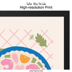 Seafood Salad Wall Art, Food Art Print, Kitchen Decor, Shrimp Citrus Bowl, Modern Wall Decor, Unique Wall Art, Home Decor, Dining Room Art - Tawshia