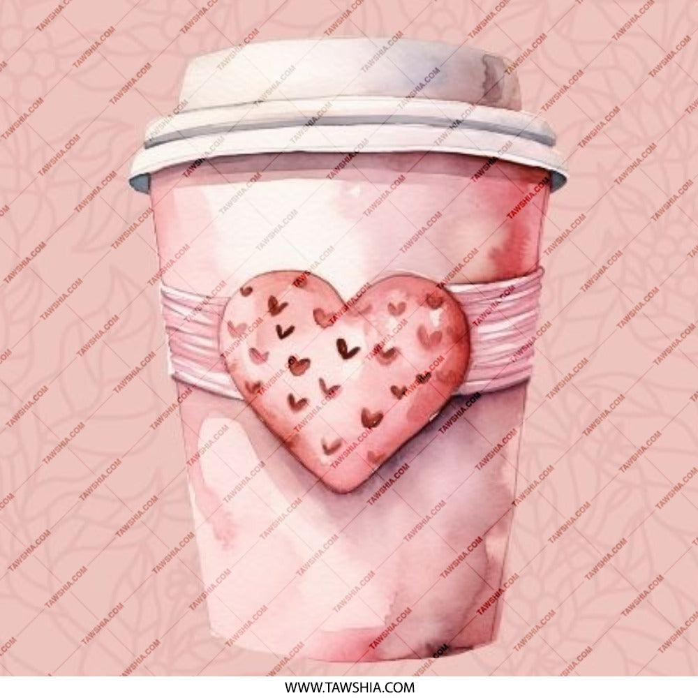 Pink Coffee Heart Pinback Button, Valentine's Day Gift, Cute Coffee Lover Button, Aesthetic Badge, Unique Gift for Friend, Trendy Button - Tawshia