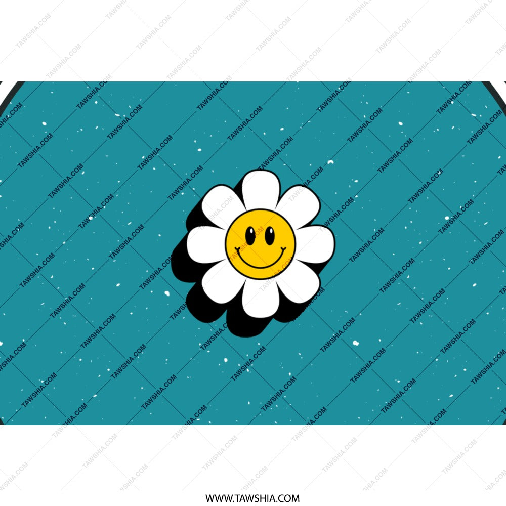 Smiley Face Tumbler, Retro Flower Tumbler, Positive Vibes, Cute Tumbler, Trendy Tumbler, Gift for Her, Stainless Steel Tumbler, Blue Tumbler - Tawshia