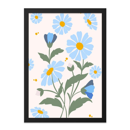 Blue Daisy Wall Art, Floral Art Print, Flower Wall Decor, Botanical Art, Modern Art, Home Decor, Colorful Wall Art, Floral Home Decor - Tawshia