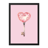 Heart Key Wall Art, Pink Wall Decor, Valentine's Gift, Romantic Wall Print, Love Home Decor, Key to My Heart, Framed Art, Home Decor - Tawshia