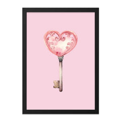 Heart Key Wall Art, Pink Wall Decor, Valentine's Gift, Romantic Wall Print, Love Home Decor, Key to My Heart, Framed Art, Home Decor - Tawshia
