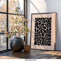 Abstract Floral Wall Art, Botanical Print, Black and Beige, Modern Home Decor, Minimalist Art, Nature Inspired Wall Decor (139 characters) - Tawshia