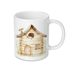 Hedgehog Home Mug, Cute Animal Coffee Mug, Forest Friends Tea Mug, Whimsical Log Cabin, Gift For Animal Lovers, Unique Kitchen Decor - Tawshia