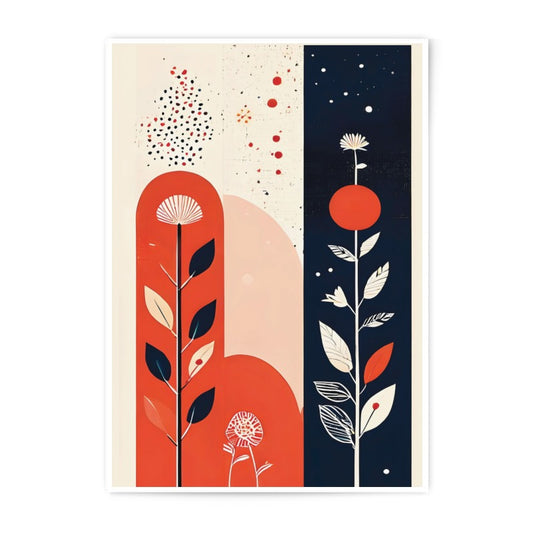 Abstract Floral Art Photographic Print, Modern Home Decor, Geometric Plant Art, Botanical Wall Art, Colorful Art Print - Tawshia