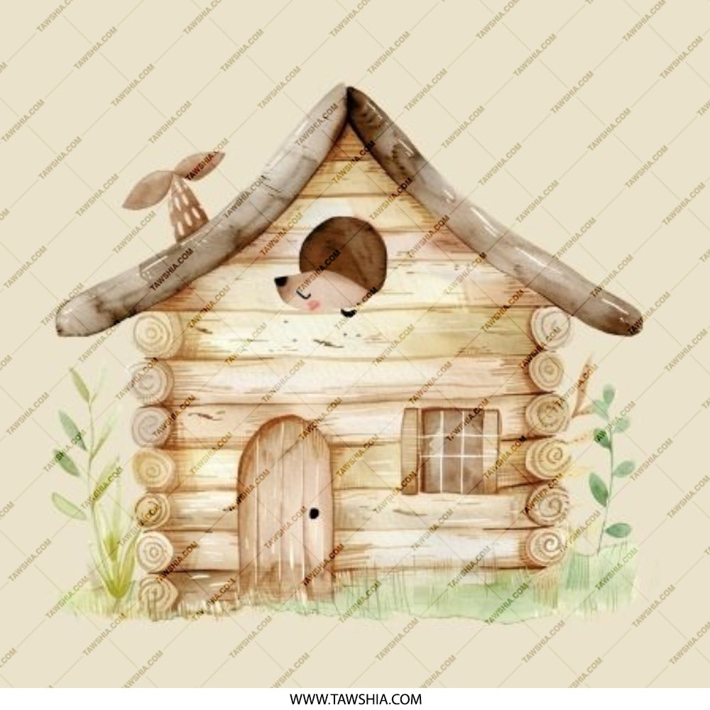Hedgehog in Log Cabin Pinback Button, Cute Animal Badge, Whimsical Art, Woodland Creature Button, Unique Gift, Animal Lover Pin - Tawshia
