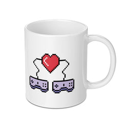 Retro Gaming Heart Mug with Pixel Controllers product
