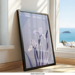 Iris Flower Wall Art, Floral Home Decor, Botanical Print, Purple Iris, Minimalist Art, Modern Wall Hanging, Nature Inspired Gift - Tawshia
