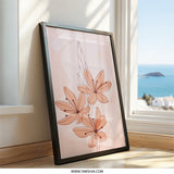Floral Wall Art, Minimalist Flower Print, Modern Home Decor, Botanical Wall Decor, Peach Flower Art, Line Art, Flower Poster, Framed Art - Tawshia