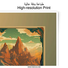 Mountainscape Photographic Print, Islamic Art, Landscape, Desert Peaks, Architectural Detail, Decorative Print, Wall Decor - Tawshia