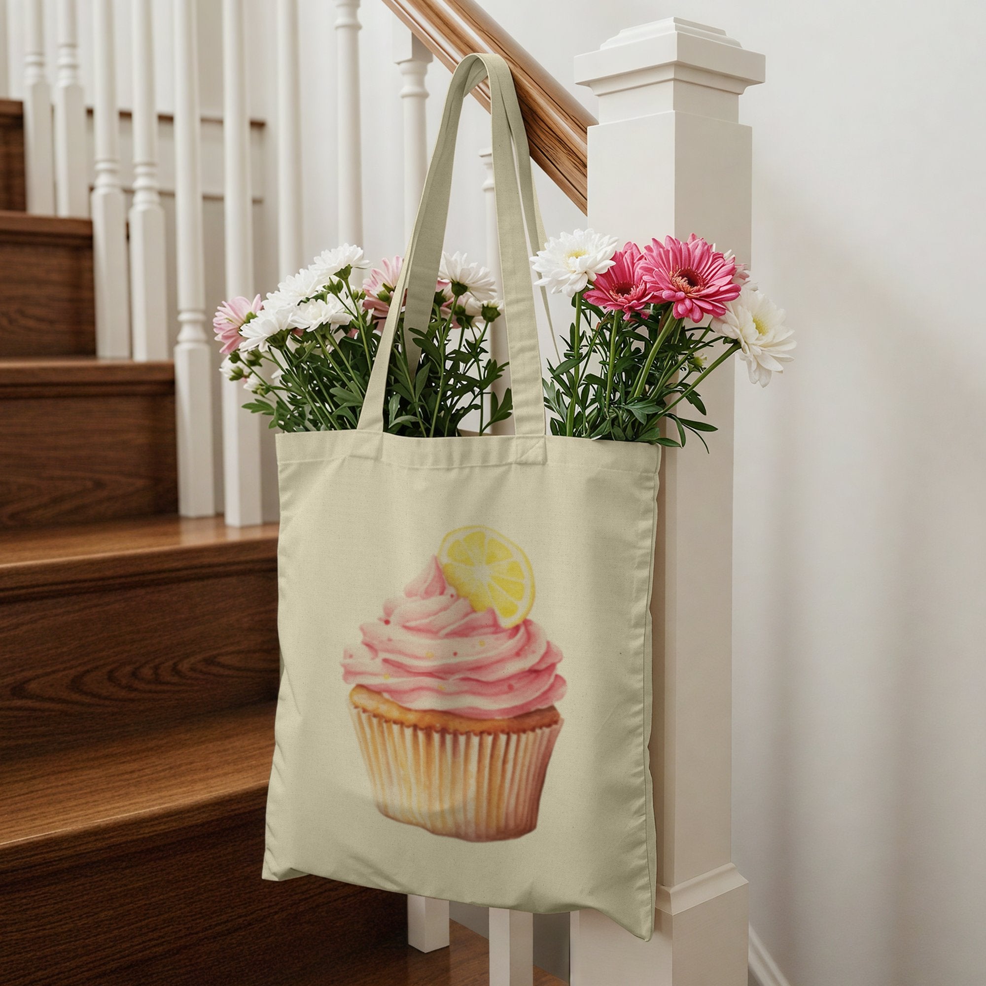 Lemon Cupcake Print Tote Bag Decorative product type