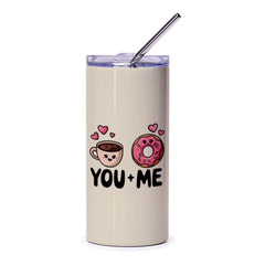 You Plus Me Tumbler, Coffee and Donut Tumbler, Cute Foodie Tumbler, Funny Tumbler, Gift For Her, Tumbler With Straw, Beverage Tumbler - Tawshia