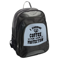 Coffee Lover Backpack, Funny Coffee Saying, I Drink Coffee For Your Protection, Coffee Bean Backpack, Gift for Coffee Addict - Tawshia