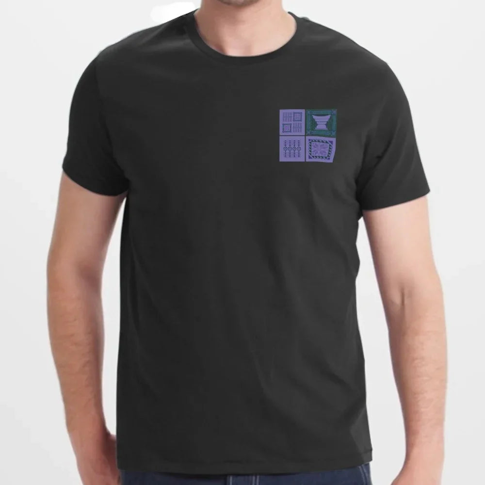 Black T-Shirt with Purple Pattern Design product