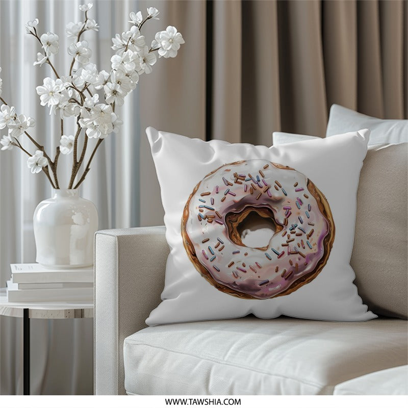 Donut Pillow, Foodie Decor, Sweet Treat Cushion, Colorful Sprinkles, Dessert Throw Pillow, Bakery Inspired, Novelty Pillow - Tawshia
