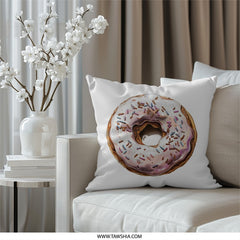 Donut Pillow, Foodie Decor, Sweet Treat Cushion, Colorful Sprinkles, Dessert Throw Pillow, Bakery Inspired, Novelty Pillow - Tawshia