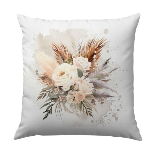 Floral Bouquet Pillow, Botanical Decor, Boho Throw Pillow, Cream Roses Accent Pillow, Cottagecore Cushion, Watercolor Flowers, Home Decor - Tawshia
