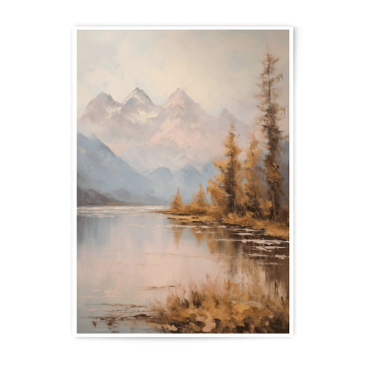 Mountain Lake Photographic Print, Calm Landscape Art, Mountain Range Reflection Print, Nature Artwork, Home Decor, Wall Art - Tawshia