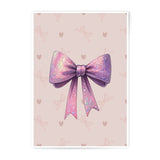 Glitter Bow Photographic Print, Pink Bow Art, Girly Wall Decor, Nursery Print, Cute Art Print, Gift for Girls, Bow and Hearts Print - Tawshia