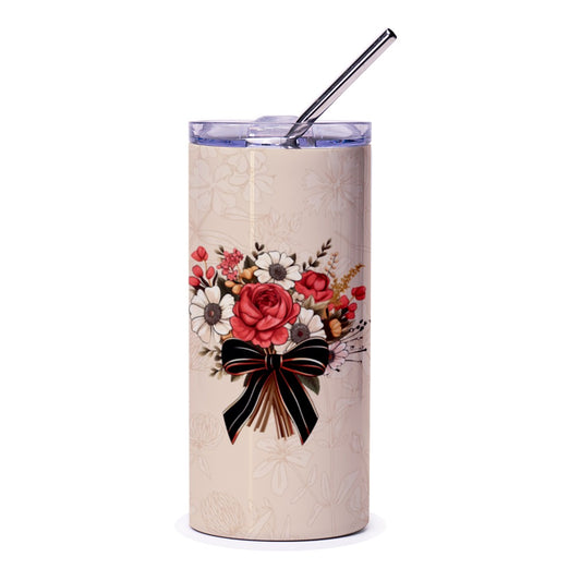 Floral Bouquet Tumbler, Elegant Flower Tumbler, Rose Design Tumbler, Gift for Her, Stylish Drinkware, Unique Tumbler, Floral Tumbler - Tawshia