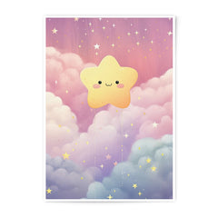Cute Star Photographic Print, Nursery Decor, Whimsical Art, Children's Room, Starry Sky, Pastel Colors, Dreamy Illustration, Wall Art - Tawshia