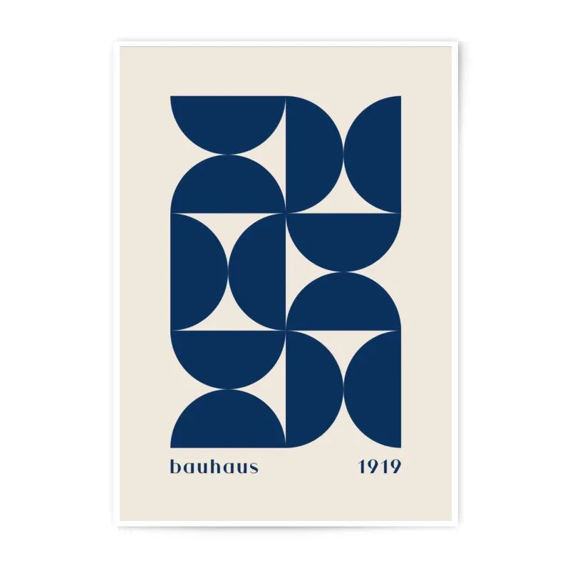 Bauhaus Art Photographic Print, Geometric Abstract Wall Art, Modern Home Decor, 1919 Navy Blue Circles, Trendy Wall Decor - Tawshia