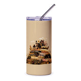 Whimsical Village Tumbler, Colorful House Design, Unique Drinkware, Travel Mug, Coffee Cup, Gift Idea, Illustrated Town, Fantasy Art - Tawshia