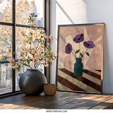 Purple Anemone Wall Art, Floral Still Life Print, Flower in Vase Art, Modern Home Decor, Unique Wall Decor, Botanical Illustration - Tawshia