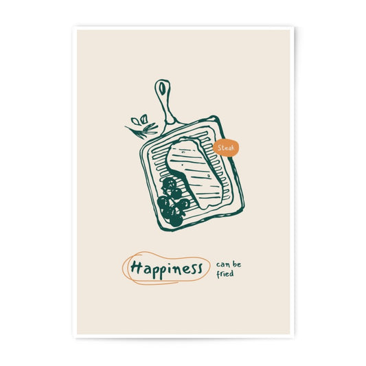 Happiness Steak Photographic Print, Kitchen Wall Art, Funny Food Print, Steak Lover Gift, Foodie Decor, Restaurant Print - Tawshia