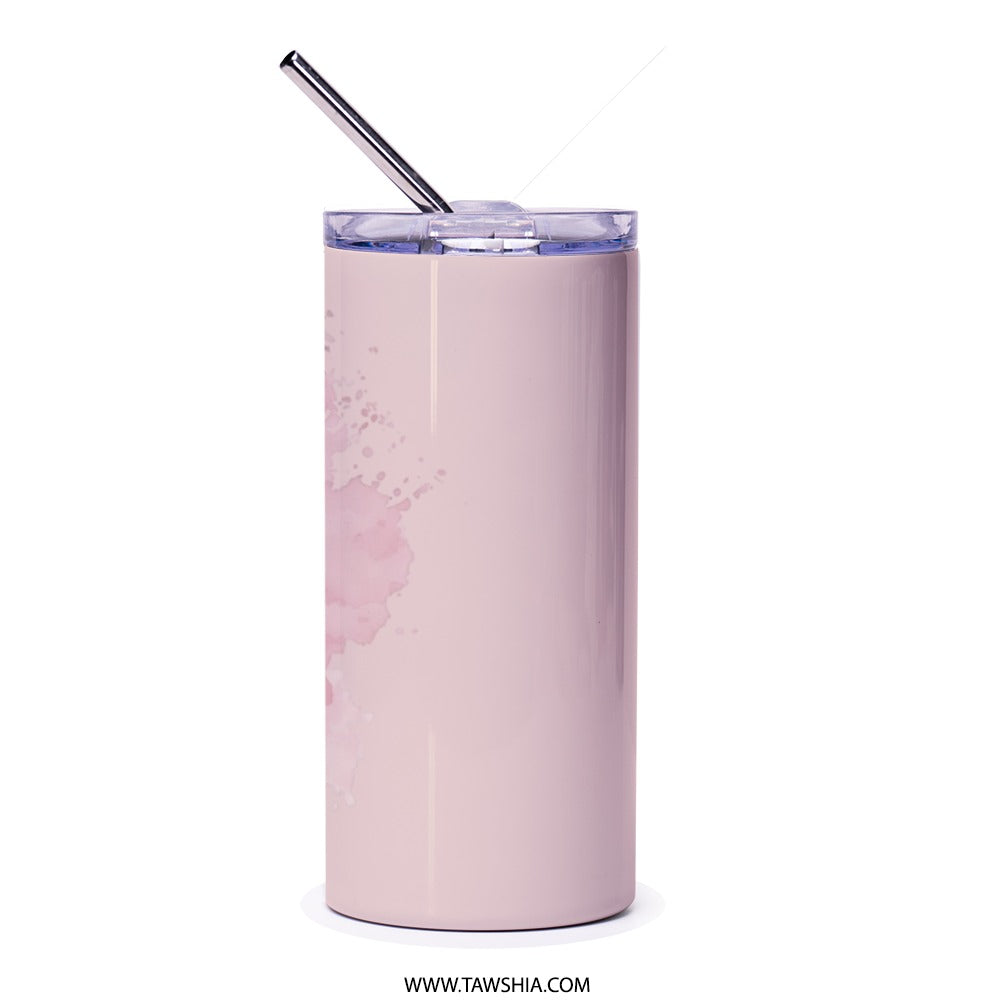 Pink Rose Tumbler, Floral Tumbler, Botanical Tumbler, Garden Rose, Flower Lover Gift, Watercolor Tumbler, Aesthetic Tumbler, Stylish - Tawshia