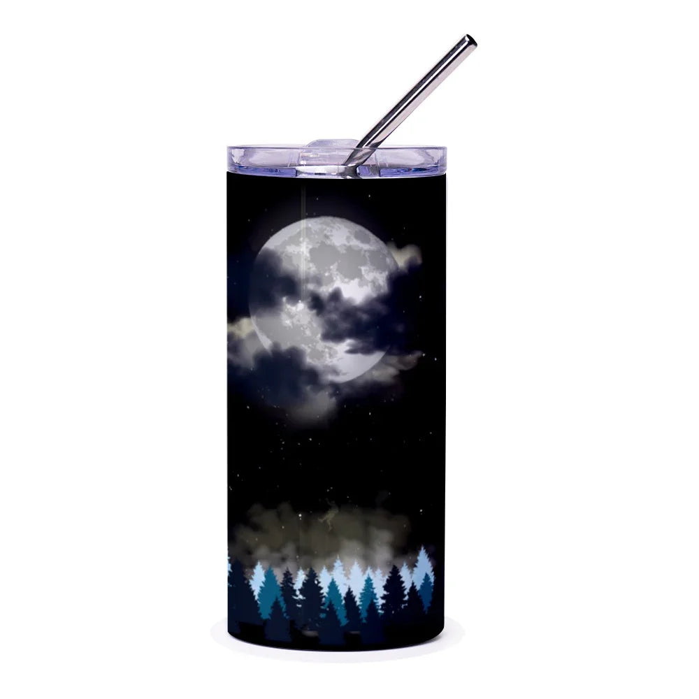 Moonlit Night Forest Design Tumbler Product
