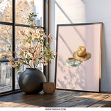 Coffee and Straw Hat, Wall Art, Summer Still Life, Minimalist Decor, Kitchen Art, Home Decor, Printable Art - Tawshia