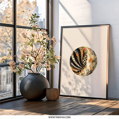 Abstract Floral Orb Wall Art, Modern Geometric Print, Unique Circle Art, Contemporary Home Decor, Patterned Sphere Artwork - Tawshia