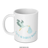 Baby Boy Stork Mug, New Baby Gift, Baby Shower Present, Cute Coffee Mug, Expecting Mom Gift, New Dad Gift, Pregnancy Gift, Newborn Arrival - Tawshia
