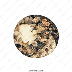 Floral Patchwork Pillow, Circle Quilt Design, Unique Home Decor, Decorative Accent Throw Pillow, Living Room Pillow, Couch Pillow - Tawshia