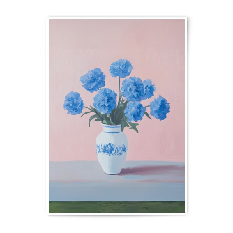 Blue Flower Photographic Print, Still Life Art Print, Floral Vase Print, Modern Wall Decor, Home Decor - Tawshia