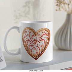 Gingerbread Heart Mug, Holiday Mug, Christmas Mug, Festive Mug, Baking Mug, Sweet Treat Mug, Winter Mug, Kitchen Mug - Tawshia