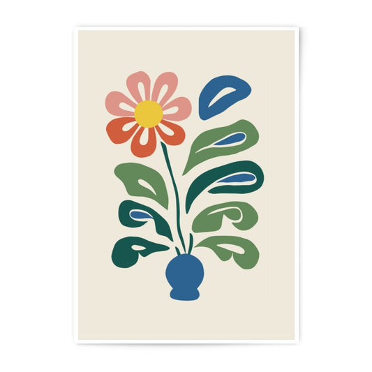 Retro Flower Photographic Print, 70s Floral Art, Cute Flower Illustration, Botanical Wall Art, Home Decor, Aesthetic Prints, Floral Poster - Tawshia