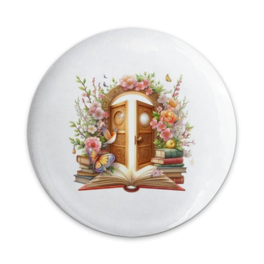 Floral Door Pinback Button, Butterfly Book, Book Lover Gift, Magical Doorway Pin, Enchanted Books, Unique Button, Aesthetic Pin - Tawshia