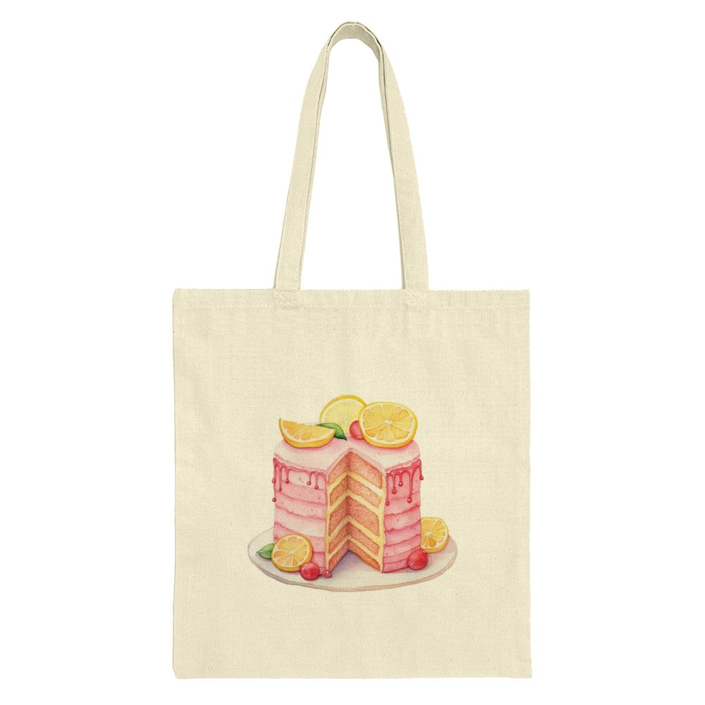 Lemon Cake Tote Bag, Cute Foodie Gift, Watercolor Dessert Bag, Stylish Grocery Tote, Unique Birthday Gift, Baker Gift Idea - Tawshia