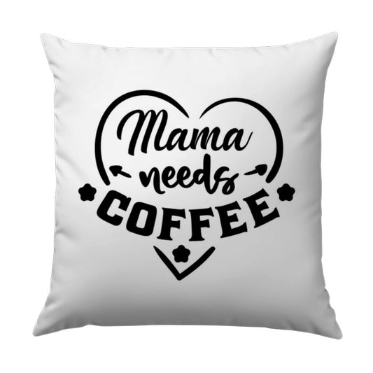 Mama Needs Coffee Pillow, Decorative Pillow, Home Decor, Throw Pillow, Coffee Lover Gift, Mothers Day Gift, Black and White Design - Tawshia
