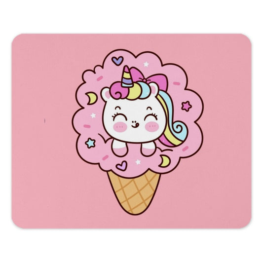 Cute Unicorn Ice Cream Mouse Pad, Kawaii Desk Decor, Pastel Pink Office Gift, Unique Desk Mat, Colorful Unicorn - Tawshia