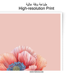 Poppy Flower Photographic Print, Floral Wall Art, Elegant Home Decor, Botanical Print, Pearl Adorned Flower, Peach Print, Chic Art Print - Tawshia