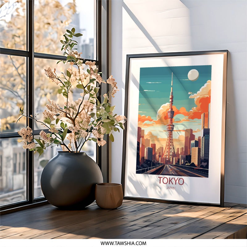 Tokyo Japan Wall Art, Cityscape Print, Tower Art, Travel Poster, Urban Decor, Modern Art, Japan Art Print, Unique Gift Idea, Home Decoration - Tawshia