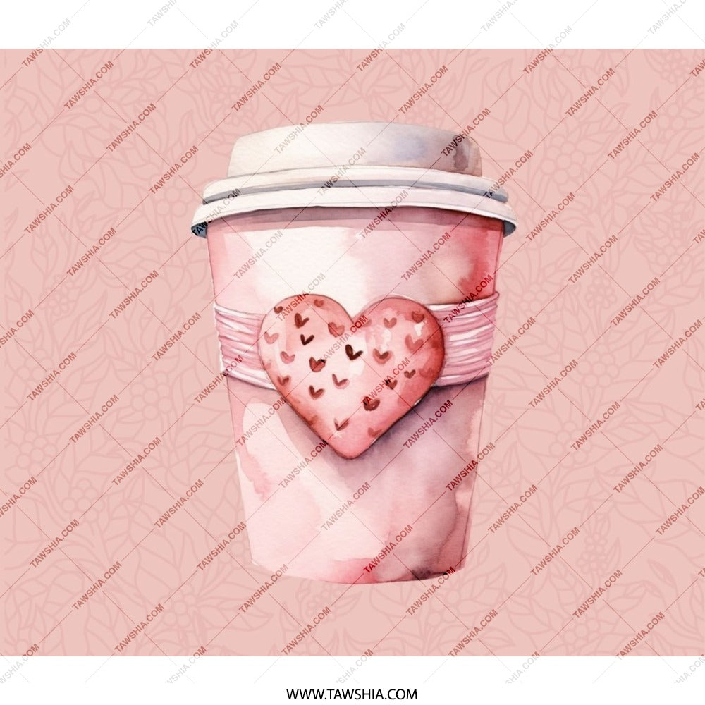 Heart Coffee Backpack, Valentines Backpack, Love Backpack, Coffee Lover Backpack, Watercolor Coffee Cup Backpack, Gift for Her Backpack - Tawshia