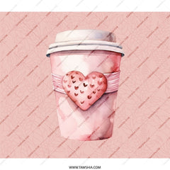 Heart Coffee Backpack, Valentines Backpack, Love Backpack, Coffee Lover Backpack, Watercolor Coffee Cup Backpack, Gift for Her Backpack - Tawshia